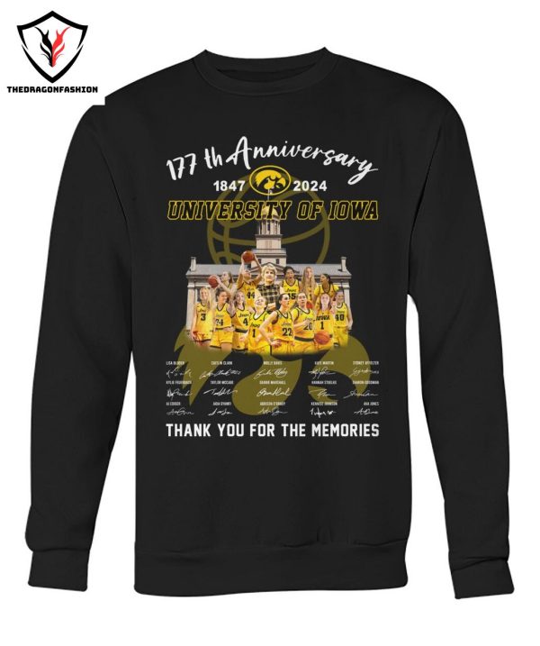 117th Anniversary 1947-2024 University Of Iowa Iowa Hawkeyes Basketball Signature Thank You For The Memories T-Shirt