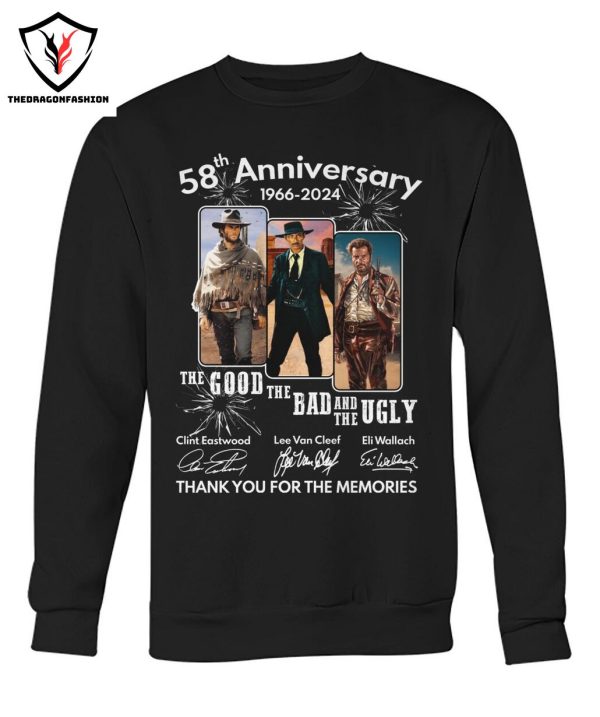 58th Anniversary 1966-2024 The Good The Bad And The Ugly Signature Thank You For The Memories T-Shirt