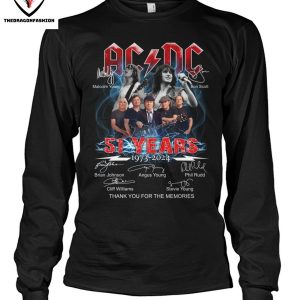 AC DC 51 Years 1973-2024 Signature Thank You For The Memories T-Shirt
