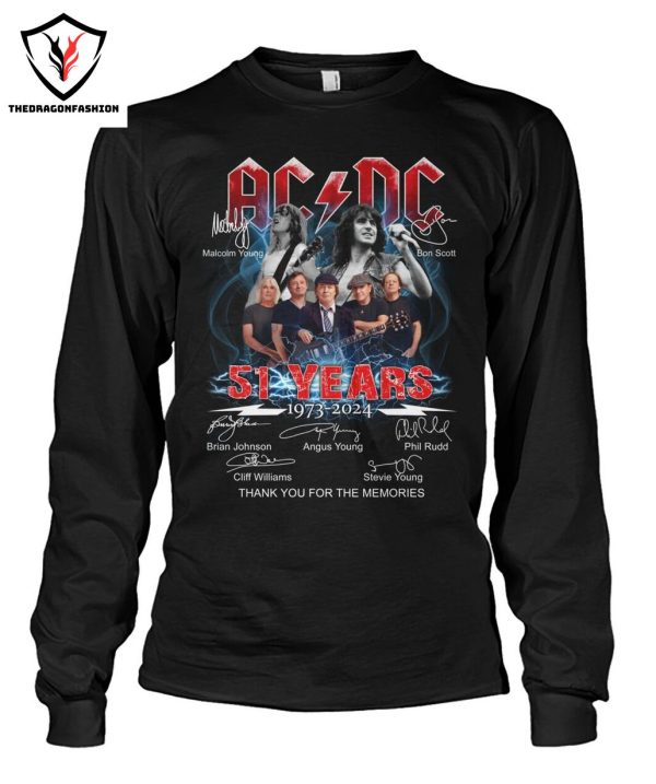 AC DC 51 Years 1973-2024 Signature Thank You For The Memories T-Shirt