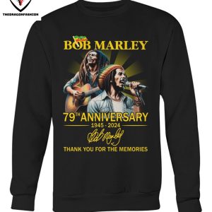 Bob Marley 79th Anniversary 1945-2024 Signature Thank You For The Memories T-Shirt