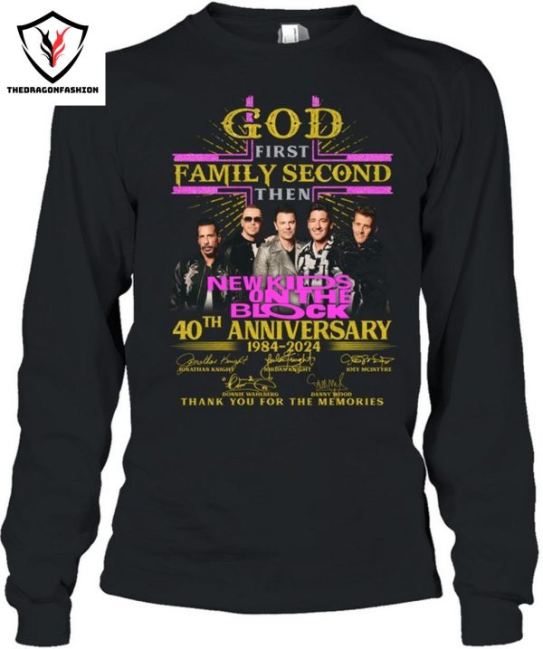 God First Family Second Then New Kids On The Blocks 40th Anniversary 1984-2024 Signature Thank You For The Memories T-Shirt