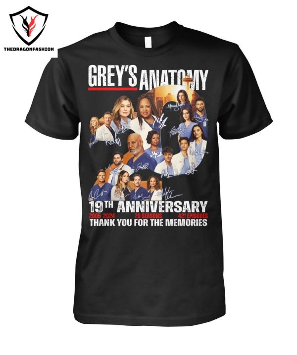Greys Anatomy 19th Anniversary Signature Thank You For The Memories T-Shirt