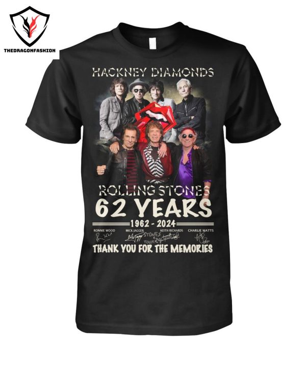 Hackney Diamonds Rolling Stones 62 Years 1962-2024 Signature Thank You For The Memories T-Shirt