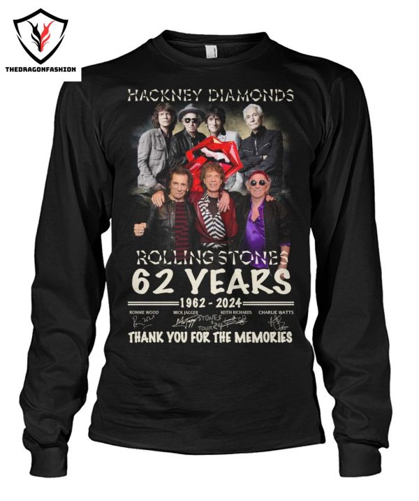 Hackney Diamonds Rolling Stones 62 Years 1962-2024 Signature Thank You For The Memories T-Shirt