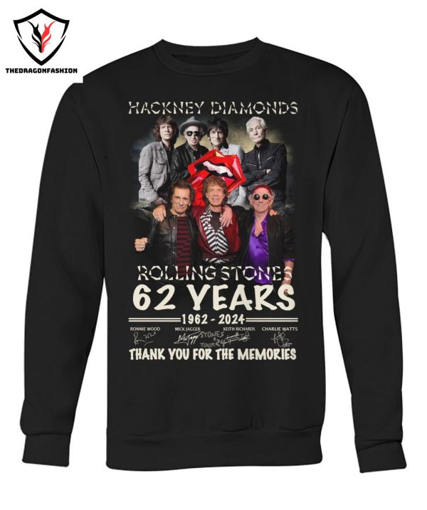 Hackney Diamonds Rolling Stones 62 Years 1962-2024 Signature Thank You For The Memories T-Shirt