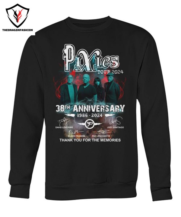 Pixies Tour 2024 38th Anniversary 1986-2024 Signature Thank You For The Memories T-Shirt