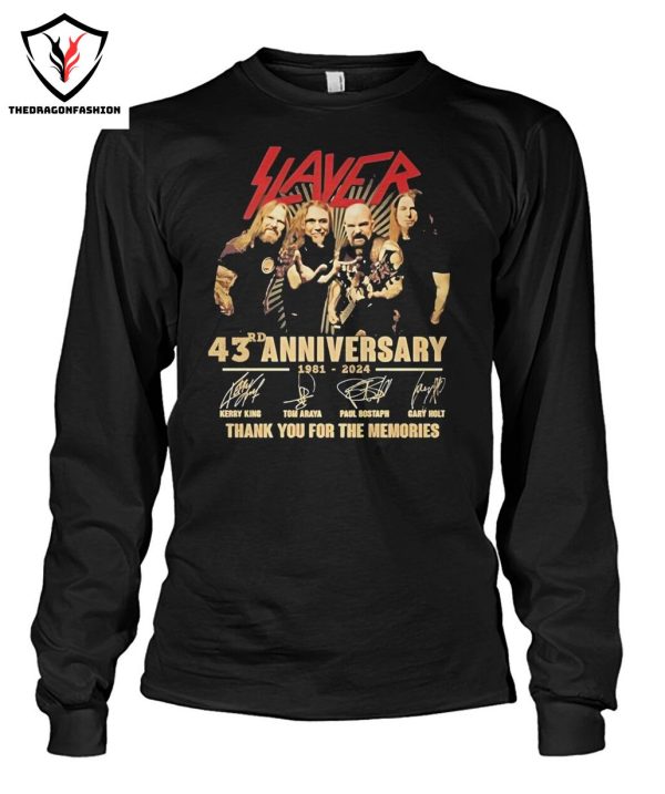 Slayer 43rd  Anniversary 1981-2024 Signature Thank You For The Memories T-Shirt