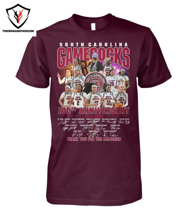 South Carolina Gamecocks 100th Anniversary 1924-2024 Signature Thank You For The Memories T-Shirt