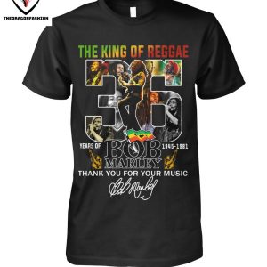 The King Of Reggae 35 Years Of 1945-1981 Bob Marley Thank You For The Memories Signature T-Shirt