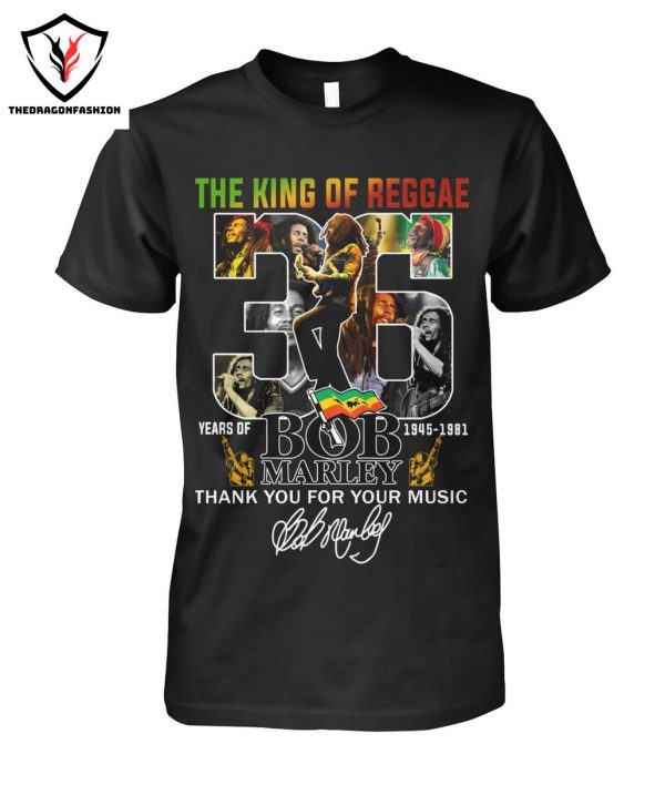 The King Of Reggae 35 Years Of 1945-1981 Bob Marley Thank You For The Memories Signature T-Shirt