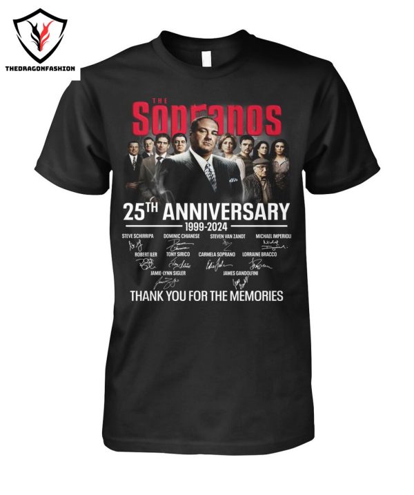 The Sopranos 25th Anniversary 1999-2024 Signature Thank You For The Memories T-Shirt