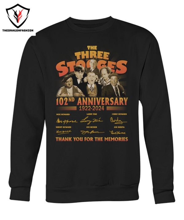 The Three Stooges 102nd Anniversary 1922-2024 Signature Thank You For The Memories T-Shirt