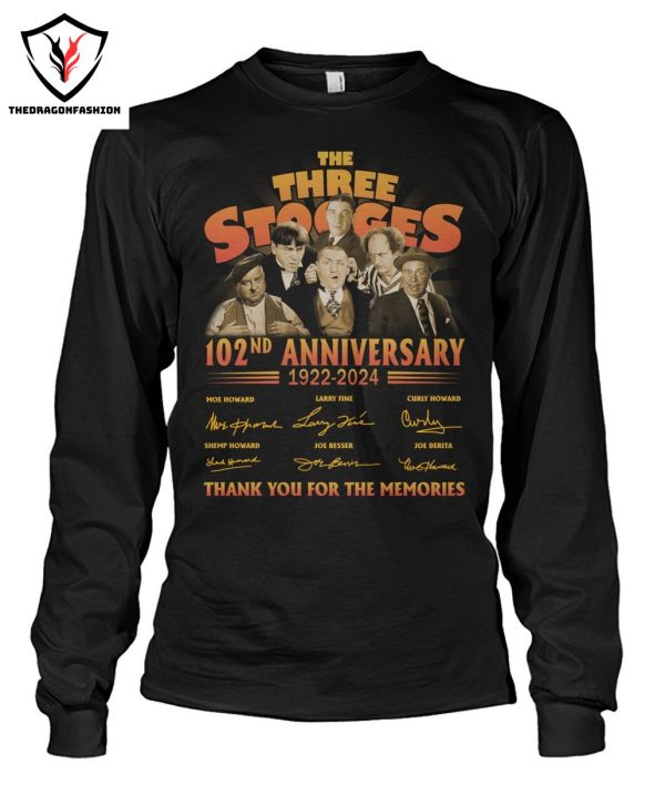 The Three Stooges 102nd Anniversary 1922-2024 Signature Thank You For The Memories T-Shirt