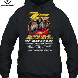 Zz Top The Sharp Dressed Simple Man Tour 2024 55th Anniversary 1969-2024 Signature Thank You For The Memories T-Shirt