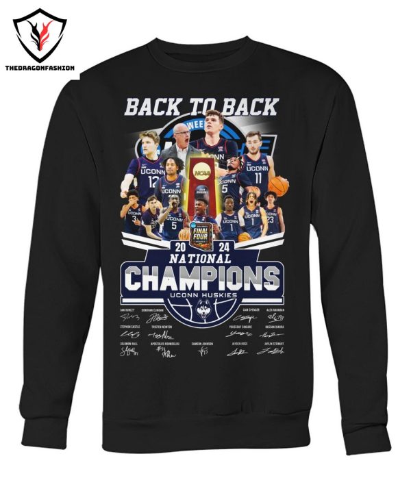 2024 Back To Back National Champions Signature UConn Huskies T-Shirt