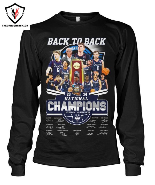 2024 Back To Back National Champions Signature UConn Huskies T-Shirt