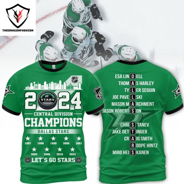 2024 Central Division Champions Dallas Stars Let Go Stars 3D T-Shirt