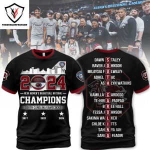 2024 NCAA Women Basketball Champions South Carolina Gamecocks 2017 2022 2024 3D T-Shirt
