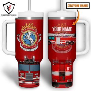 Chicago Fire Fightin 81 Tumbler With Handle And Straw