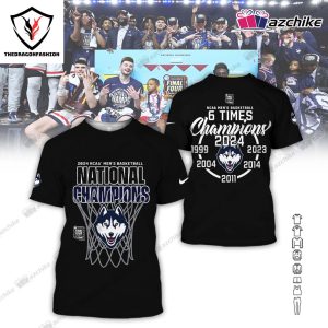 7 Times Uconn Huskies National Champion 2024 All Over Printed Clothes 3D T-Shirt