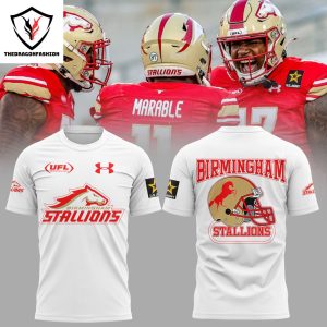 2024 UFL Birmingham Stallions Footbal Design White 3D T-Shirt