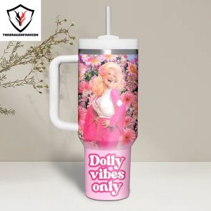 Dolly Vibes Only Raised On Dolly Tumbler With Handle And Straw