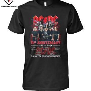 AC DC 51st Anniversary 1973-2024 Signature Thank You For The Memories T-Shirt