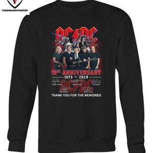 AC DC 51st Anniversary 1973-2024 Signature Thank You For The Memories T-Shirt