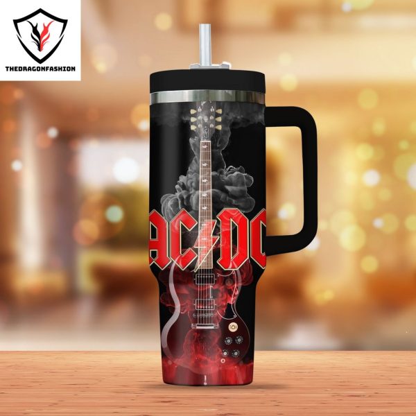 AC DC Hell Bell Rock Or Bust Tumbler With Handle And Straw