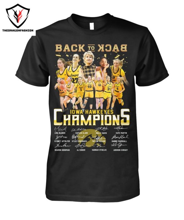 Back To Back Iowa Hawkeyes Champions Signature T-Shirt