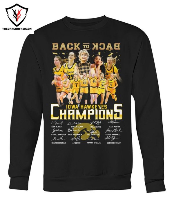 Back To Back Iowa Hawkeyes Champions Signature T-Shirt