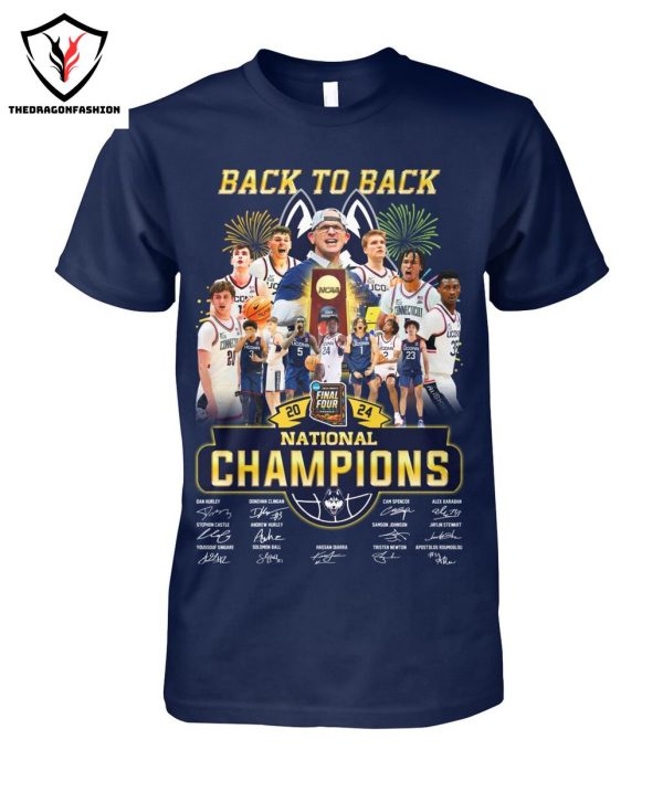 Back To Back National Champions Signature UConn Huskies T-Shirt