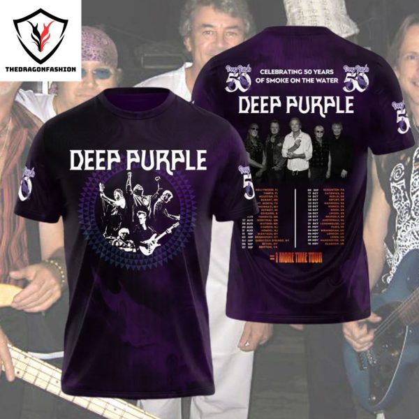 Deep Purple Celebra Ting 50 Years Of Smoke On The Water 3D T-Shirt