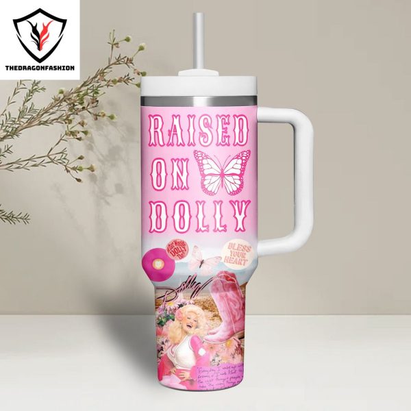 Dolly Vibes Only Raised On Dolly Tumbler With Handle And Straw