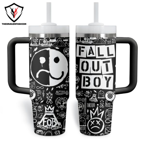 Fall Out Boy Tumbler With Handle And Straw