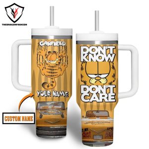 Garfield Dont Know Dont Care Custom Tumbler With Handle And Straw