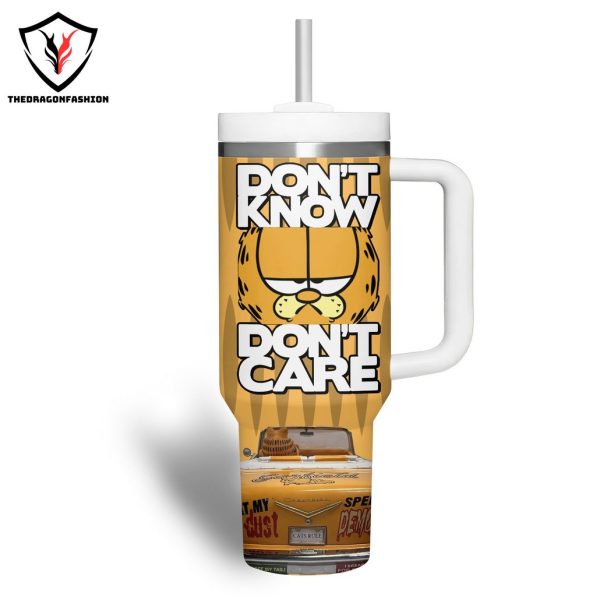 Garfield Dont Know Dont Care Custom Tumbler With Handle And Straw