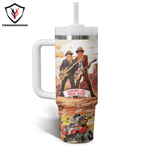 Gim Me All Your Lovin ZZ Top Tumbler With Handle And Straw