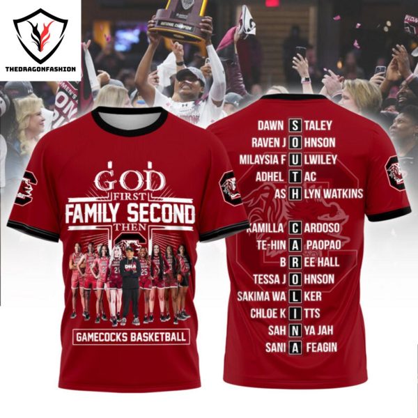 God First Family Second Then South Carolina Gamecocks 3D T-Shirt