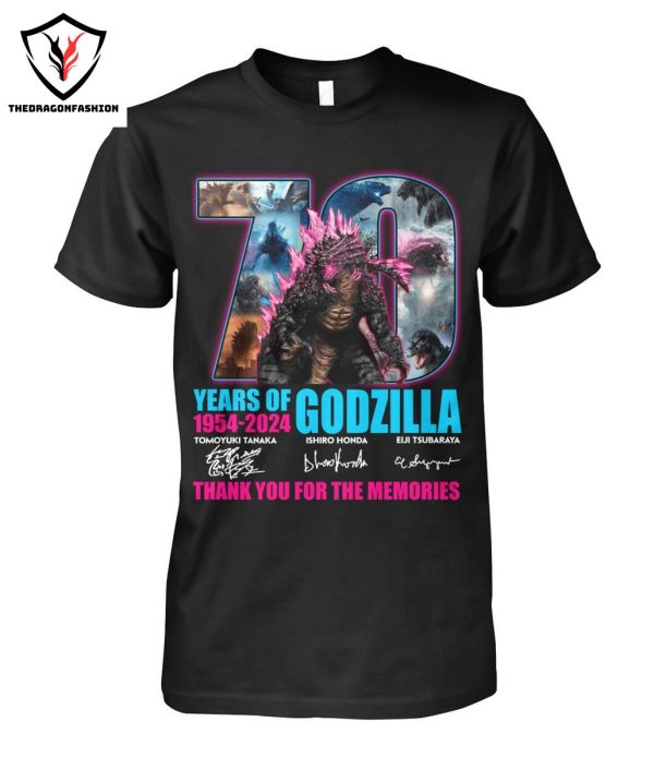 Godzilla 70 Years Of 1954-2024 Signature Thank You For The Memories T-Shirt