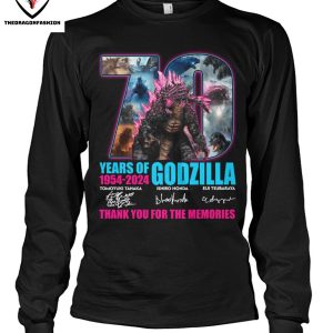 Godzilla 70 Years Of 1954-2024 Signature Thank You For The Memories T-Shirt