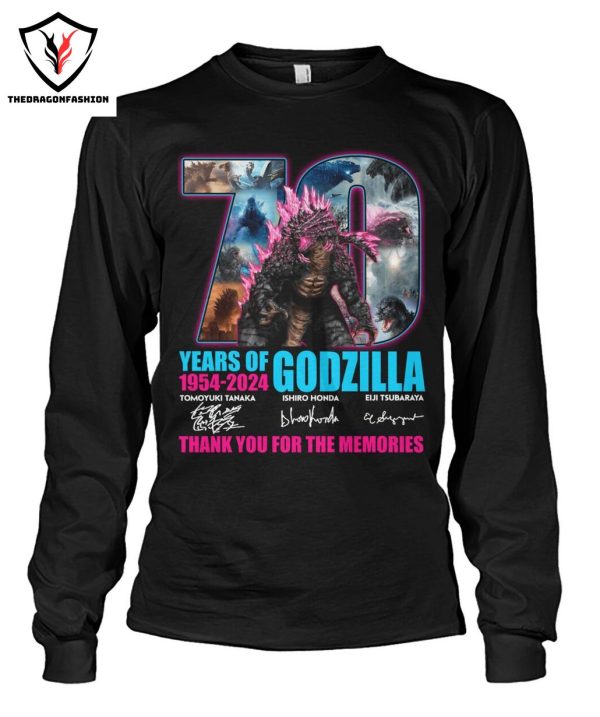 Godzilla 70 Years Of 1954-2024 Signature Thank You For The Memories T-Shirt