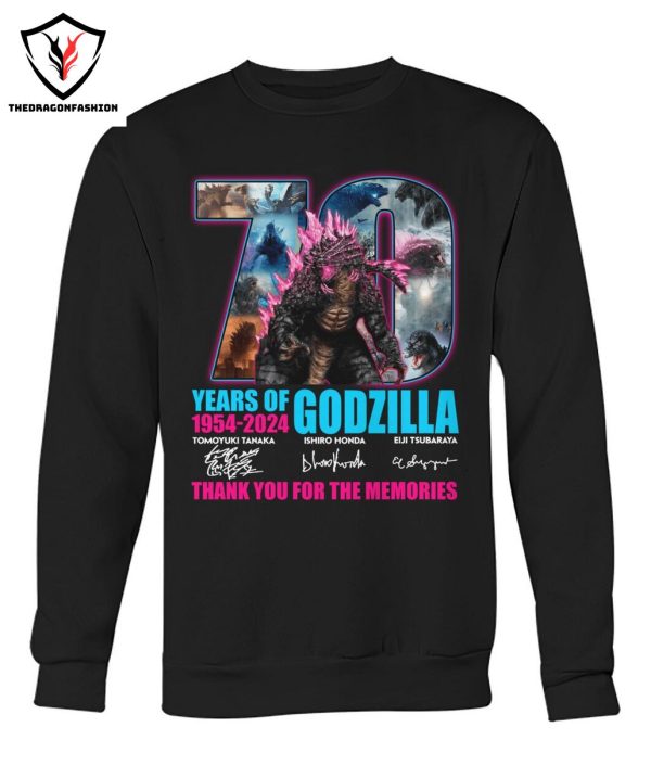 Godzilla 70 Years Of 1954-2024 Signature Thank You For The Memories T-Shirt