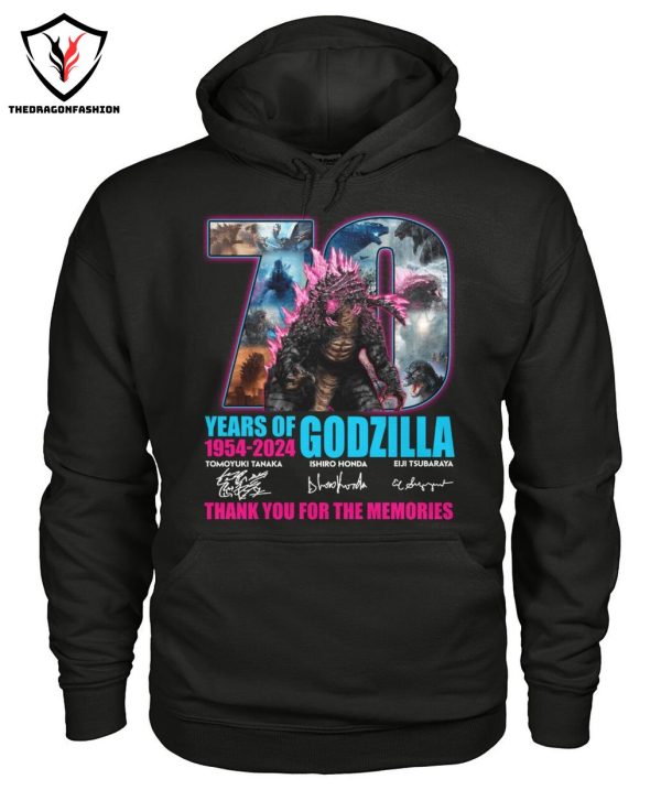 Godzilla 70 Years Of 1954-2024 Signature Thank You For The Memories T-Shirt