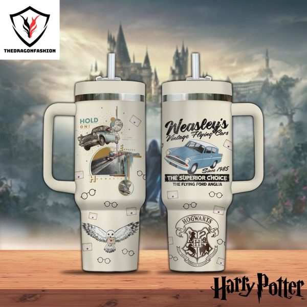 Hold On Weasleys Vintage Flying Cars Since 1985 The Superior Choice The Flying Ford Anglia Tumbler With Handle And Straw