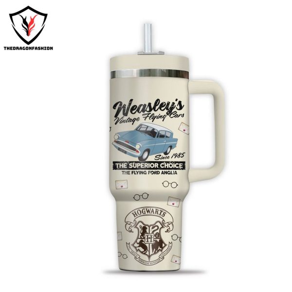 Hold On Weasleys Vintage Flying Cars Since 1985 The Superior Choice The Flying Ford Anglia Tumbler With Handle And Straw