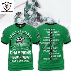 Dallas Stars Central Division Champions 23-24 Let Go Stars 3D T-Shirt