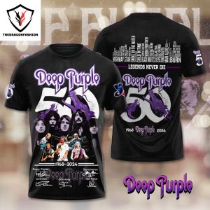 Deep Purple Legends Never Die 1968-2024 Signature 3D T-Shirt