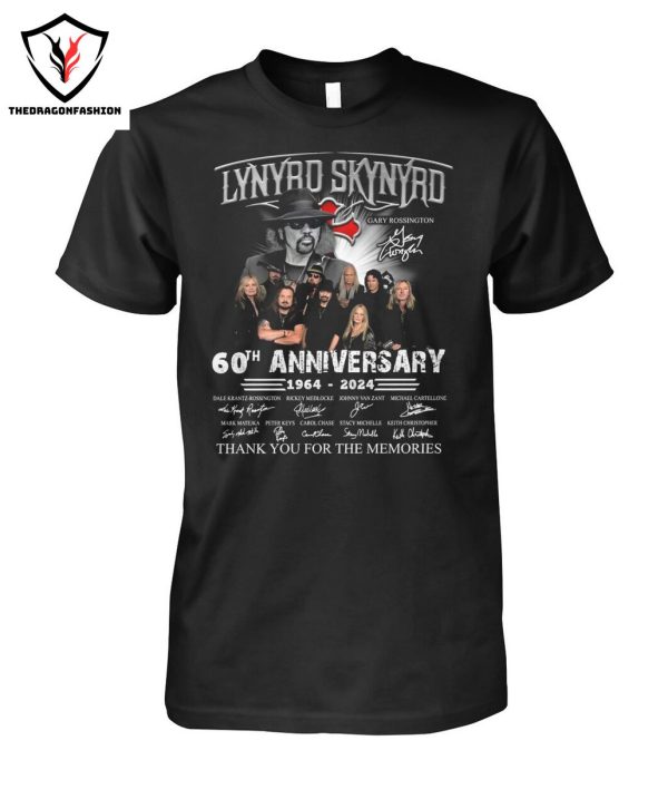 Lynyrd Skynyrd Gary Rossington Signature 60th Anniversary 1964-2024 Thank You For The Memories T-Shirt